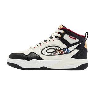 乔丹传奇皮面保暖高帮板鞋男2025冬季新款黑色加绒休闲增高滑板鞋