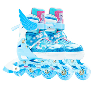 麦斯卡×冰雪奇缘儿童轮滑鞋溜冰鞋女童旱冰鞋初学者闪光轮滑装备