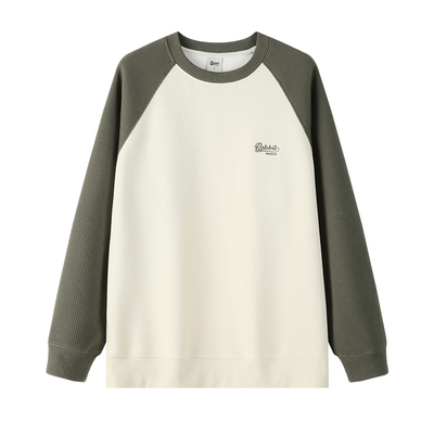 兔先森撞色插肩袖华夫格卫衣