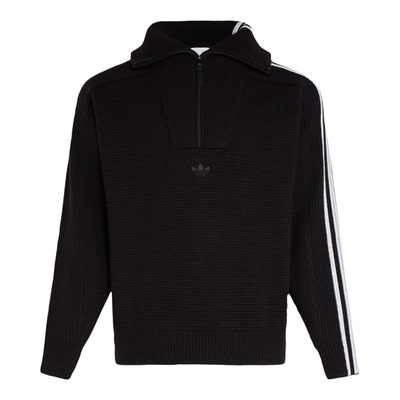 阿迪达斯三叶草男女装2026春款宽松翻领运动休闲针织衫毛衣KS5340