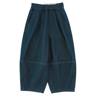 幼悠女童2026春季新款复古宽松显瘦牛仔裤时尚简约百搭儿童灯笼裤