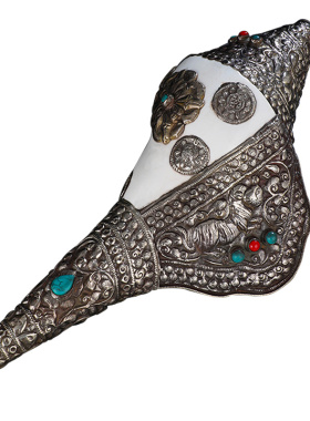 尼泊尔包铜錾花吉祥八宝法螺