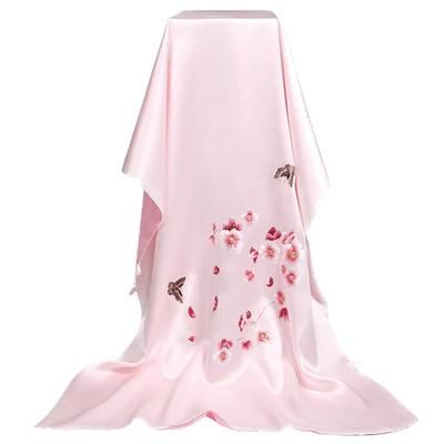 织锦楼粉色苏绣大披肩手工绣花
