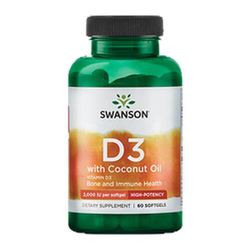 Swanson斯旺森高活性维生素D3+椰子油2000IU 备孕孕妇孕期成人vd3