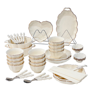 轻奢乔迁餐具套装2026新款高颜值家用吃饭碗米饭碗汤碗盘子碗组合