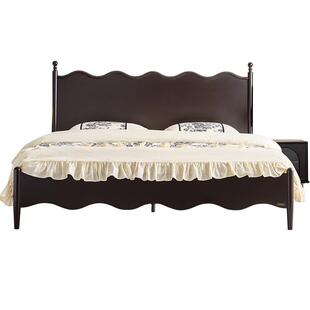 全友家居法式复古风双人床主卧室实木脚大床2025年新款单人涟漪床