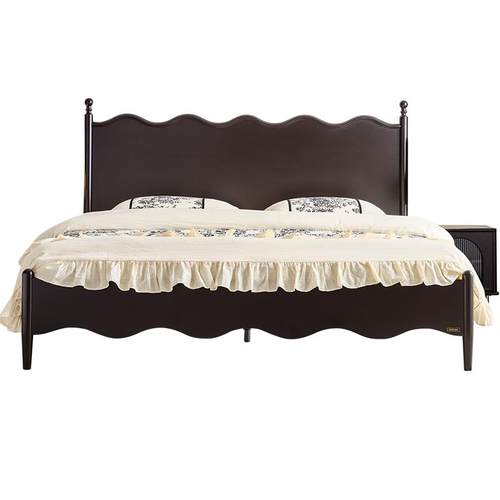 全友家居法式复古风双人床主卧室实木脚大床2025年新款单人涟漪床