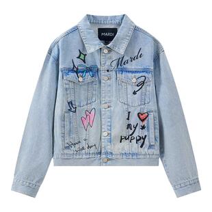 MARDI涂鸦风牛仔外套女短款宽松百搭显瘦个性街头夹克26春款女装