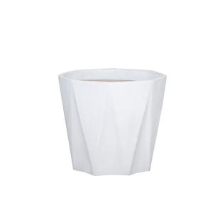 简约八方白陶瓷小花盆多肉绿植盆栽特大号送托盘室内阳台桌面摆件