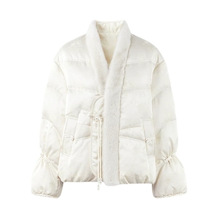 秋水伊人新中式缎面轻薄羽绒服2025年冬装新款女装轻奢国风短外套