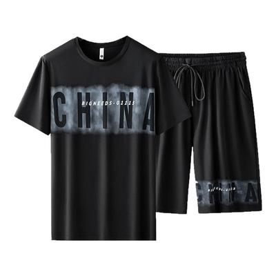 宽松大码男士速干冰丝运动套装