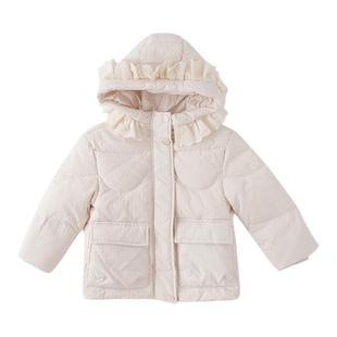 皇室童缘童装女童羽绒服短款秋冬季新款连帽外套儿童保暖轻羽绒服