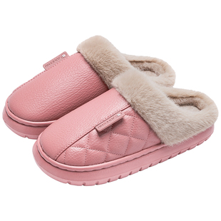 防水棉拖鞋女冬季家用防滑2026新款室内家居高端保暖皮拖鞋男高级