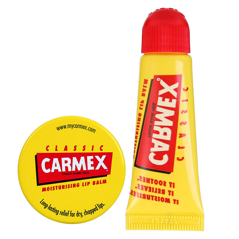 美国Carmex小蜜缇蜂修护润唇膏女男小黄罐无色保湿滋润防干裂啫喱
