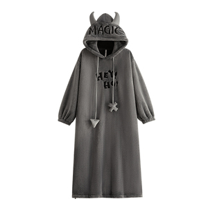 悦内睡裙女睡衣秋冬季冬款法兰绒加厚加绒保暖珊瑚绒大码连帽睡袍