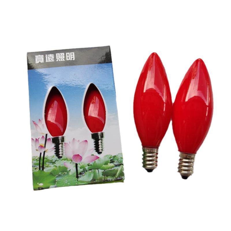 红色电蜡烛灯供台神台莲花灯灯泡