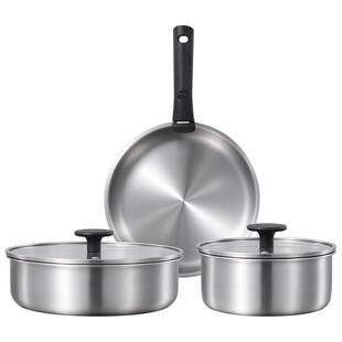 卡罗特不锈钢可拆卸手柄锅厨房无涂层煎炒锅蒸煮锅具套装全套家用