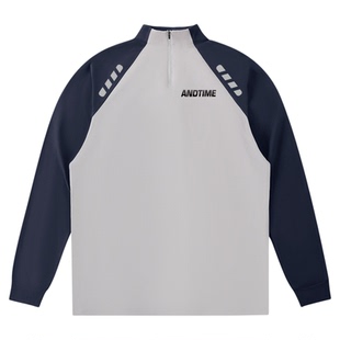 ANDTIME城市拼接半拉链运动训练服跑步骑行速干长袖t恤篮球球衣男
