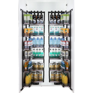 大怪物零食柜拉篮厨房橱柜高柜开门式联动拉篮高深拉篮零食柜拉篮