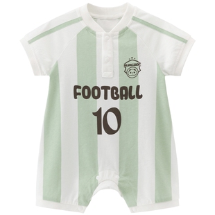 宝宝短袖连体衣夏季薄款婴幼儿哈衣爬服外出衣服夏装欧洲杯足球服