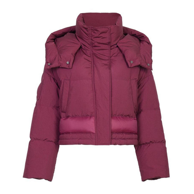 婉甸2025年冬季新品安可拉红女短款鸭绒连帽羽绒服1244D14GS3