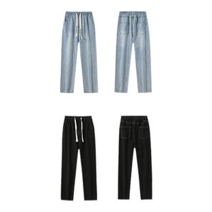 维动越界牛仔裤男士2024新款秋季复古潮运动长裤宽松休闲直筒裤子