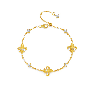 MITHAOL拉丝鸢尾花手链女轻奢小众高级感复古高颜值首饰银镀18K金