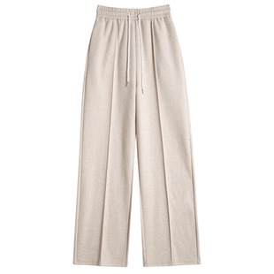 春秋今年流行款的裤子阔腿裤女款2026新款小个子毛呢lulu裤人字纹