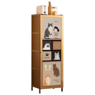 厨房餐边柜子小窄储物家用靠墙客厅咖啡茶水柜落地橱柜中古风置物