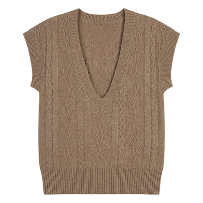 衣莎美诺牦牛绒V领修身针织马甲