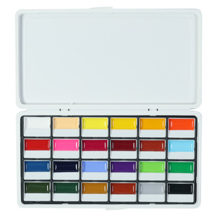 秀普富莱卡勒不透明水彩半干型固体水彩颜料水彩画入门画画工具套装学生美术生专用初学者绘画便携水彩24色