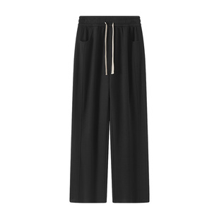 白色窄版直筒运动裤子女秋冬季2025新款高腰宽松垂感休闲阔腿卫裤