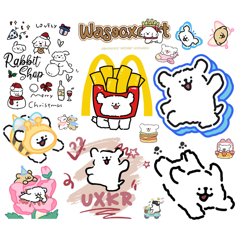 烫画集中营 卡通可爱线条小狗图布贴