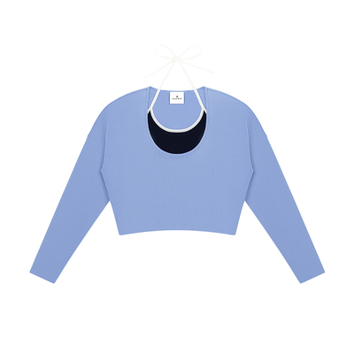 CalledBack挂脖假两件针织衫女