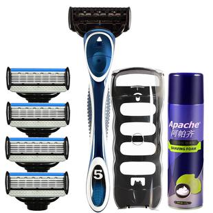阿帕齐剃须刀手动式刮胡刀阿帕奇5层剃须刀刀片老式刮脸剃头刀架