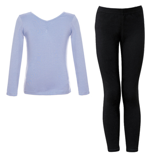 儿童舞蹈服秋冬长袖中国舞练功服套装女童粉色芭蕾舞形体T恤上衣