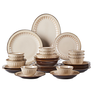 法式复古米饭碗家用2026新款高颜值中古风餐具碗碟组合餐盘子菊瓣