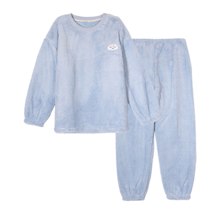 芬腾可安睡衣女款冬季珊瑚绒加厚法兰绒2025新款浅蓝家居服秋冬天