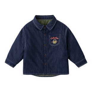 DUDUJIA男童牛仔衬衫冬季宝宝外套新款女童上衣洋气儿童外衣冬装3