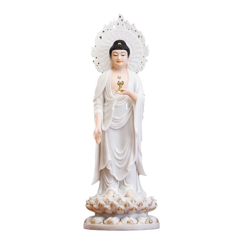台湾西方三圣佛像汉白玉阿弥陀佛