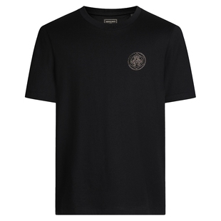 Mangano曼加龙夏季新品男装轻奢刺绣烫钻短袖上衣休闲圆领T恤