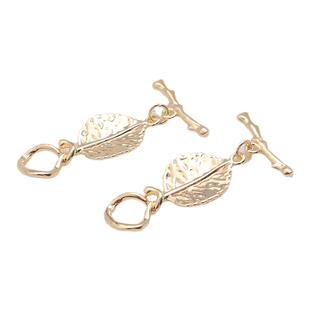 14K保色镀金打结树叶枝OT项链手链珍珠IQ扣头链接项链diy饰品配件