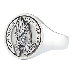 S925纯银新款祈祷之手戒指男士潮个性创意复古时尚送男友开口指环