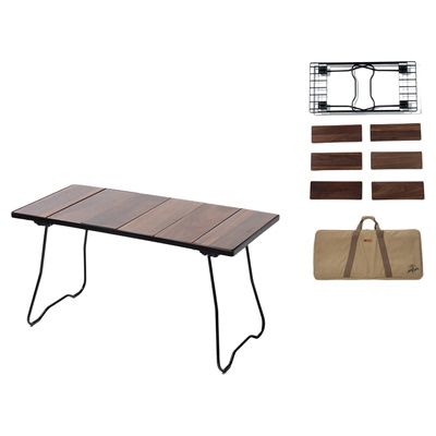 牧高笛户外露营黑胡桃木桌便携式可折叠野外烧烤IGT野餐桌CF