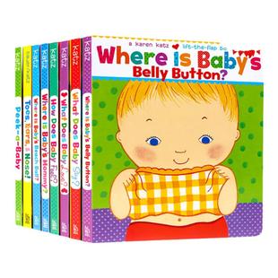 where is babys belly button 凯卡伦卡茨翻翻书 Karen Katz 宝宝的肚脐眼在哪里 英文原版绘本 儿童早教英语启蒙认知纸板书