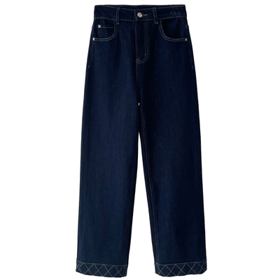 四面弹高腰显瘦直筒牛仔裤女春夏