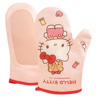三丽鸥helloKitty防烫手套厨房烘焙烤箱耐高温手套卡通硅胶手套kt