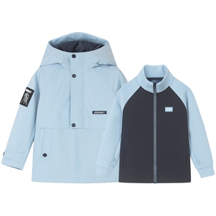 水孩儿童装儿童棉服可拆卸男女童三防外套新款冬装大童二合一外套