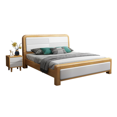 北欧实木床轻奢现代简约主卧1.5米1.8米经济型单人双人床厂家直销
