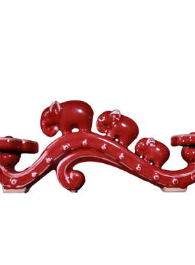 禹州陶瓷招财象摆件一对钧瓷窑变